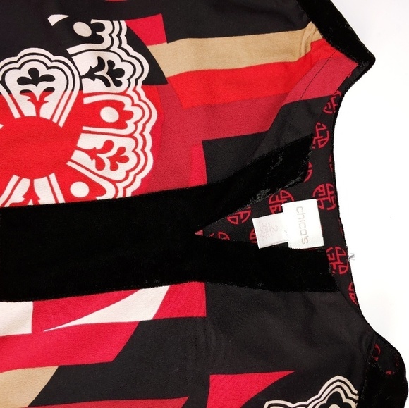 Chico's Long Sleeve Velvet Trim Top 2 - Picture 5 of 7